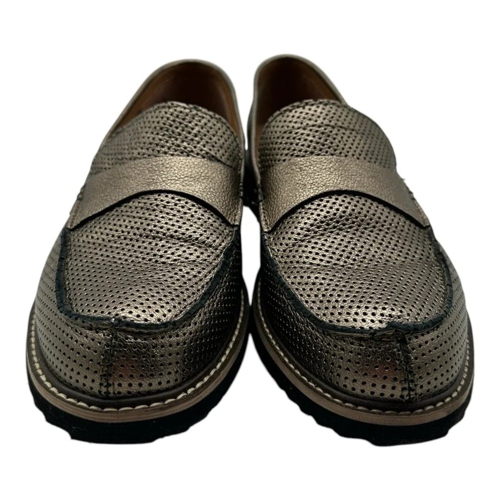 Comfortiva Align Laina Shoes Womens 10‎ M Gold Metallic Slip On Loafer Leather